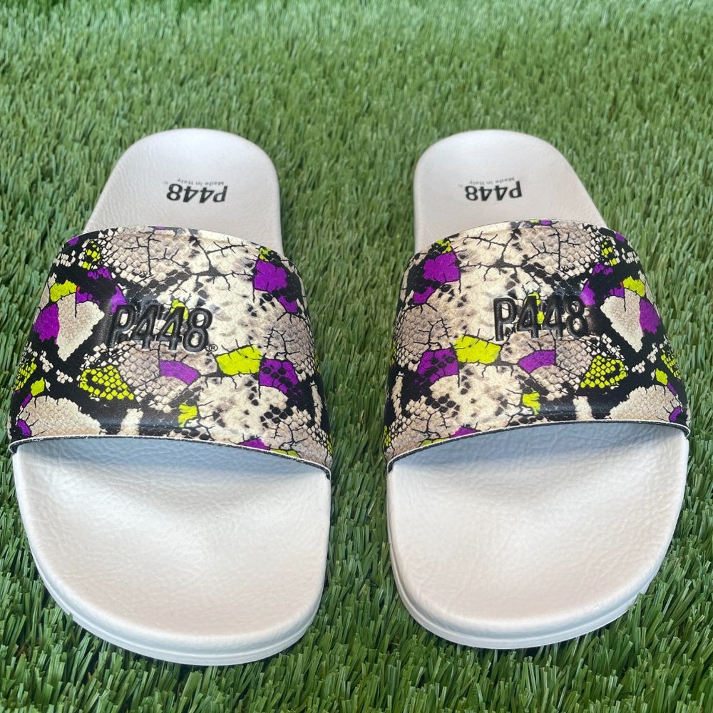 Super White/Piuma Python P448 Woman's Slides (Siz… - image 3